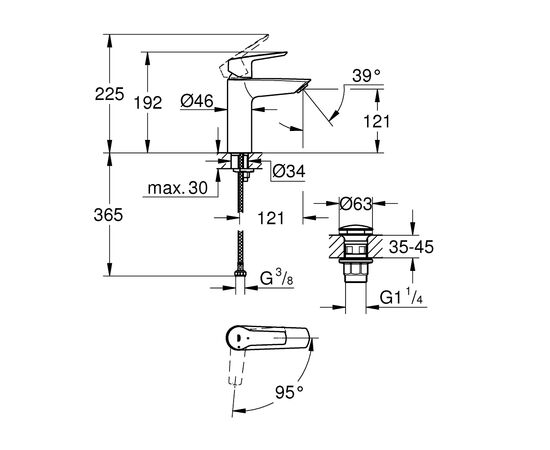 Washbasin mixer Grohe 237462432 Black