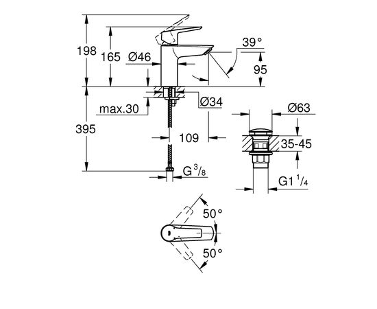 Смеситель для умывальника Grohe START OHM S Black 235502432