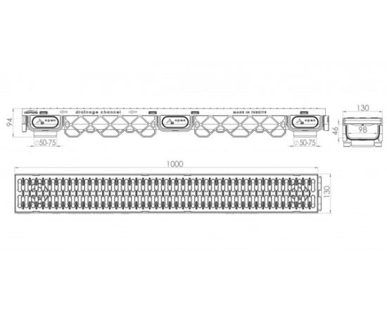 Drainage tray Torun Plastik 130*95*1000mm class A15