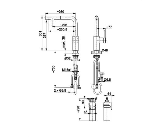 სამზარეულოს ონკანი KFA Duero Basic Inox / HYDRO