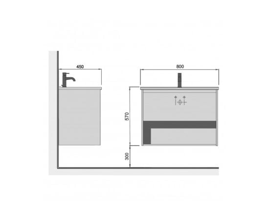 Тумба для ванной с умывальником Oslo Loft 80-A gray/white SU/Cosmo 80 см