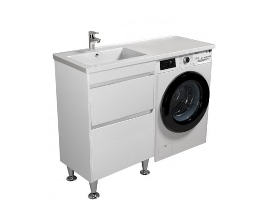 Тумба для ванной с умывальником левая WING 60-W L white Rodeo-120 L для стиральной машины