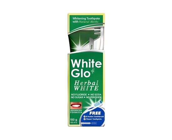 Herbal White Glo toothpaste 150 g brush and toothpaste