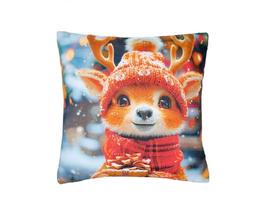 Decorative pillow Home Line 45x45 cm Deer with a gift