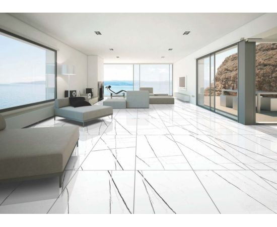 Porcelain tile Italica Eliseo white polished 60x120cm