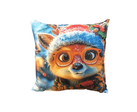 Decorative pillow Home Line 45x45 cm Fox with glasses and candle