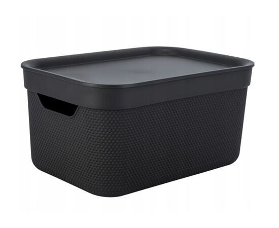 Storage basket with lid Rotho DECO 5L black