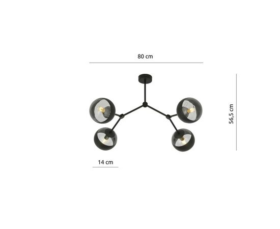 ჭაღი EMIBIG SPACE 4 E14 4x MAX 40W BLACK STRIPE