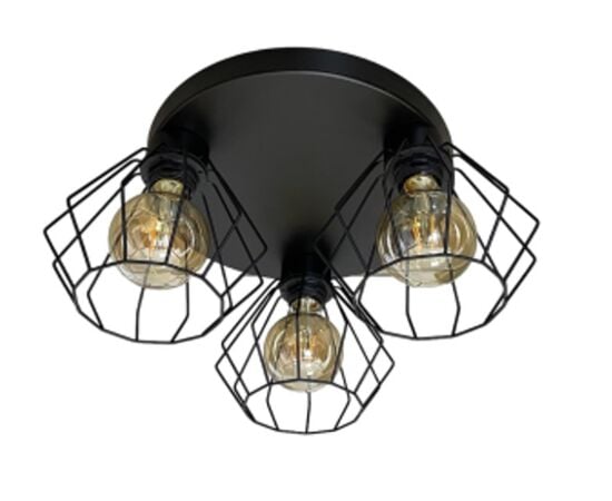 Ceiling lamp LUMINEX Leti 3 E27 metal black diamond 083