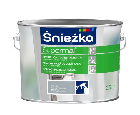 Enamel oil-phthalic Sniezka Supermal RAL7001 2.5 l glossy steel