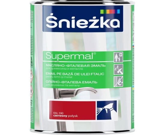 Эмаль масляно-фталевая Sniezka Supermal RAL590 800 мл глянцевая красная