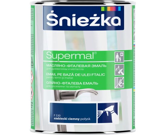 Эмаль масляно-фталевая Sniezka Supermal F530 800 мл глянцевая темно синяя