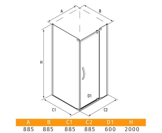 Shower enclosure Alex Baitler AB214-90 90x90x200cm transparent