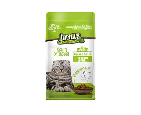 Корм сухой для кошек Jungle курица и рыба 1,5кг