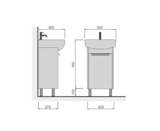 Bathroom furniture with washbasin Dacota Craft 50 wood Solo 50 cm