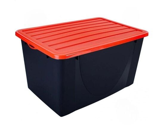 Storage box plastic with lid Aleana LLC black/orange 40 l