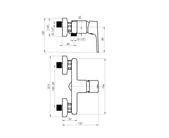 Shower faucet Rubineta Modena 12 B chrome with hygienic shower head