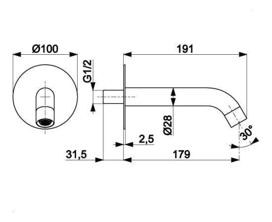 Concealed bath spout KFA Moza Gold