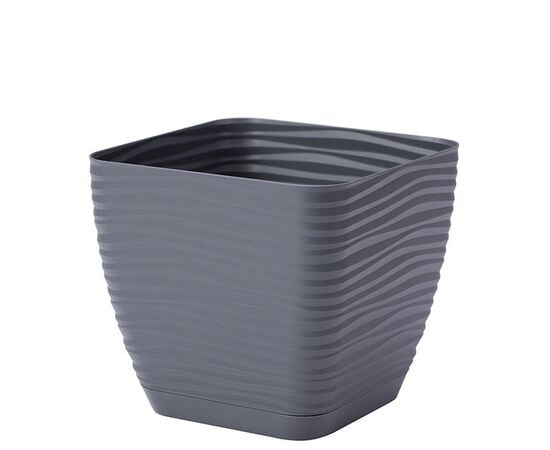 Plastic flower pot with a stand FORM PLASTIC Sahara petit square 3640-014 Ø19 anthracite