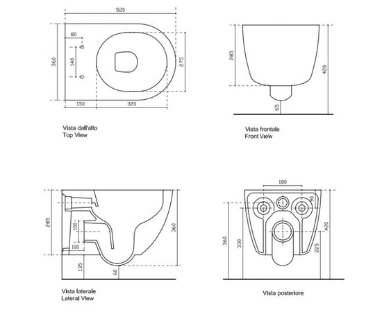 Wall mounted toilet bowl with lid GALASSIA Dream new white 52x36 cm