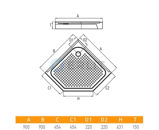 Душевой поддон Erlit ER 90V 90x90x15 cm