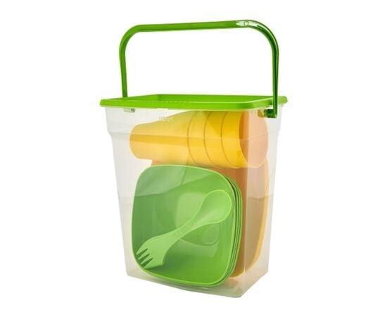 Plastic tableware set Aleana olive-yellow