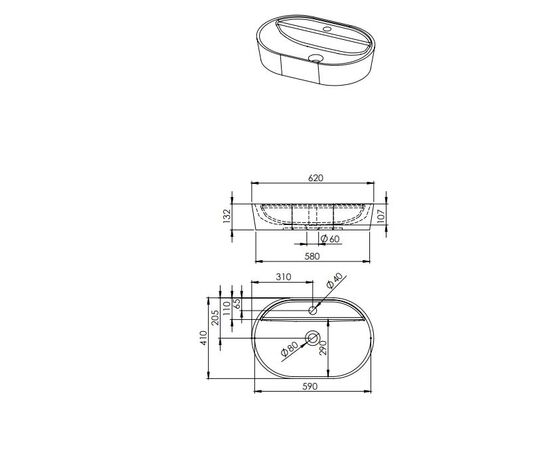 Wash basin countertop Elita Babette 145103 Grey Matt 62x41