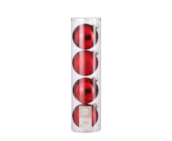 New Year's toy ball glass red 10 cm-4 pcs