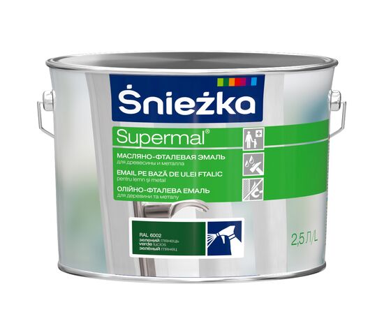 Эмаль масляно-фталевая Sniezka Supermal 2.5 л глянцевая зеленая