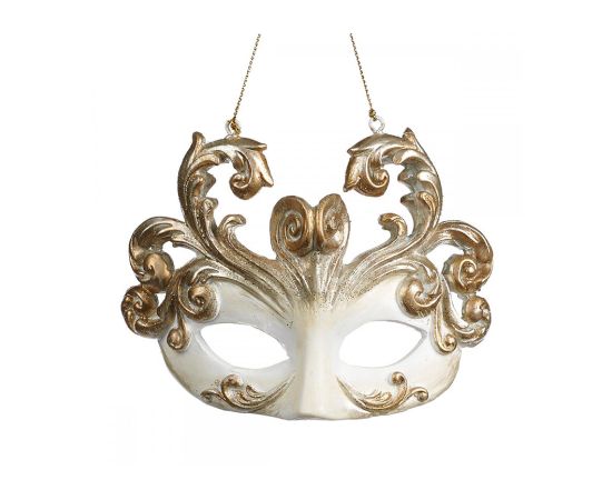 Новогодняя декорация маска ACANTHUS MASK ORN CRM GLD 9см