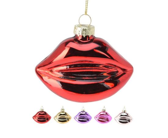 Christmas toy lips hangdeco 8 cm 5ass colour