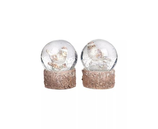 Новогодняя декорация снежный шар XMAS BIRD SNOW GLOBE TT ASS/2 CRM 6.5см