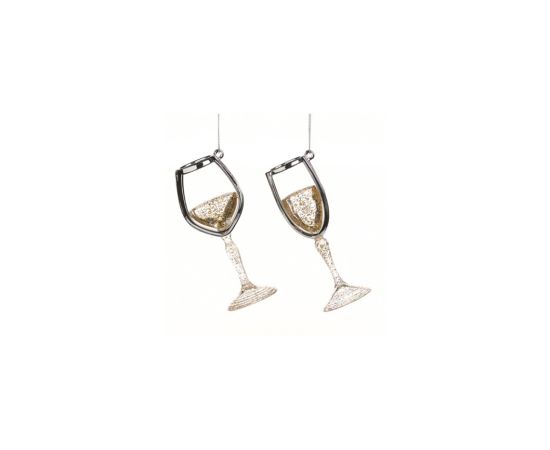 Новогоднее украшение елки бокал шампанского CHAMPAGNE WINE GLASS ORN ASS 2 CLR GLD 11.5см