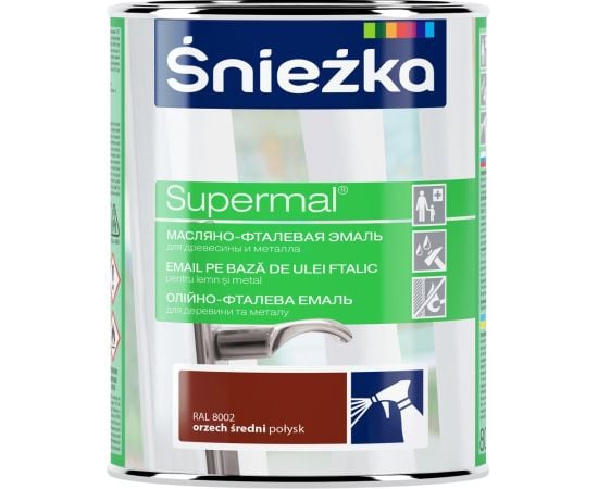 Эмаль масляно-фталевая Sniezka Supermal RAL8002 800 мл глянцевый средний орех