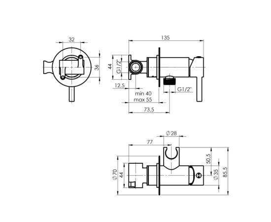 Смеситель для биде Rubineta Ultra 625127 черный