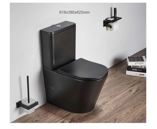 Toilet floor-standing Pate A2330XMB Rimless two-piece black Matt P-TRAP