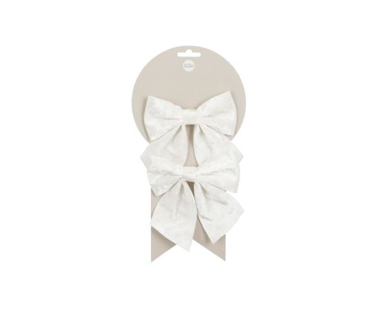 Christmas decoration bows white 2 pcs 12x13 cm