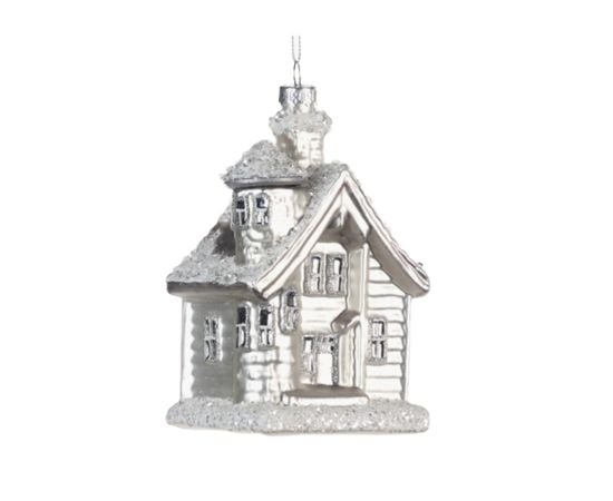 Christmas decoration glass winter house GLSS WINTER HOUSE ORN WH 13cm