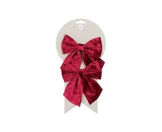 Christmas decoration bows red 2 pcs 12x13 cm