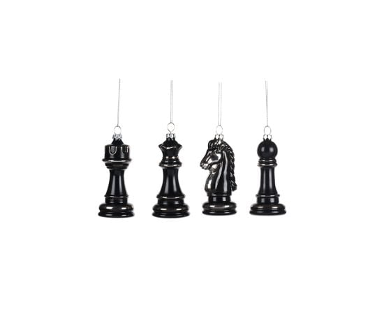 Christmas decoration of the tree chess GLSS CHESS PC ORN ASS 4 BLK 10cm