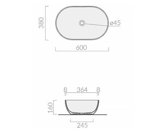 Умывальник накладной GALASSIA Dream white 60x38 cм