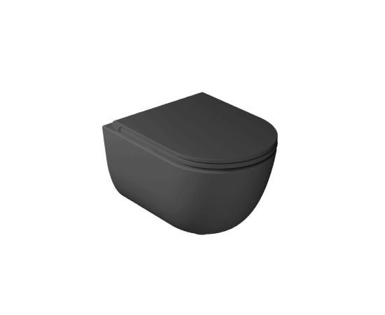 Wall mounted toilet bowl with lid GALASSIA Dream Matt Black 52x36 cm