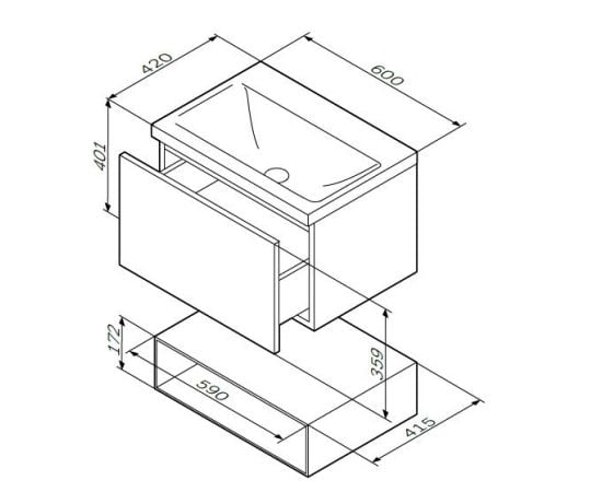 Sink base AM.PM M90FHX06021WG