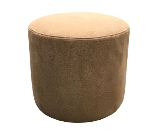 Round pouf alcantara beige