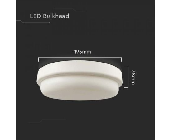 Lamp V-TAC LED 18W 3000K Ø195 IP54 10198