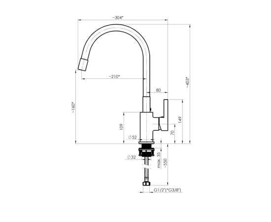 Kitchen faucet Rubineta Flexy 33 BK2 with silicone spout