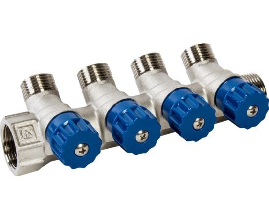 Manifold with valve Carlo Poletti 4-Blue