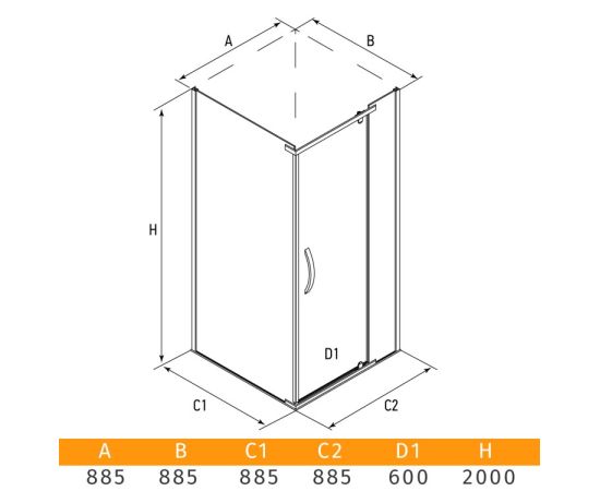 Shower enclosure Alex Baitler AB214-90 90x90x200cm transparent