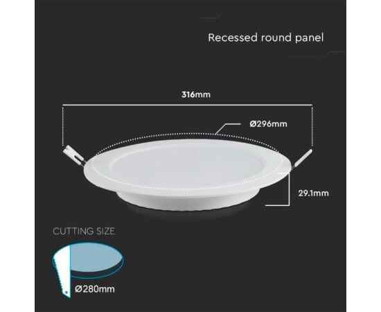 Panel V-TAC LED 24W 4000K circle recessed 7868