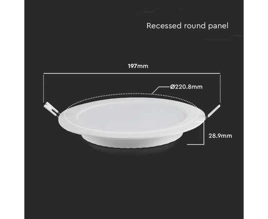 Panel V-TAC LED 18W 4000K circle recessed 7865